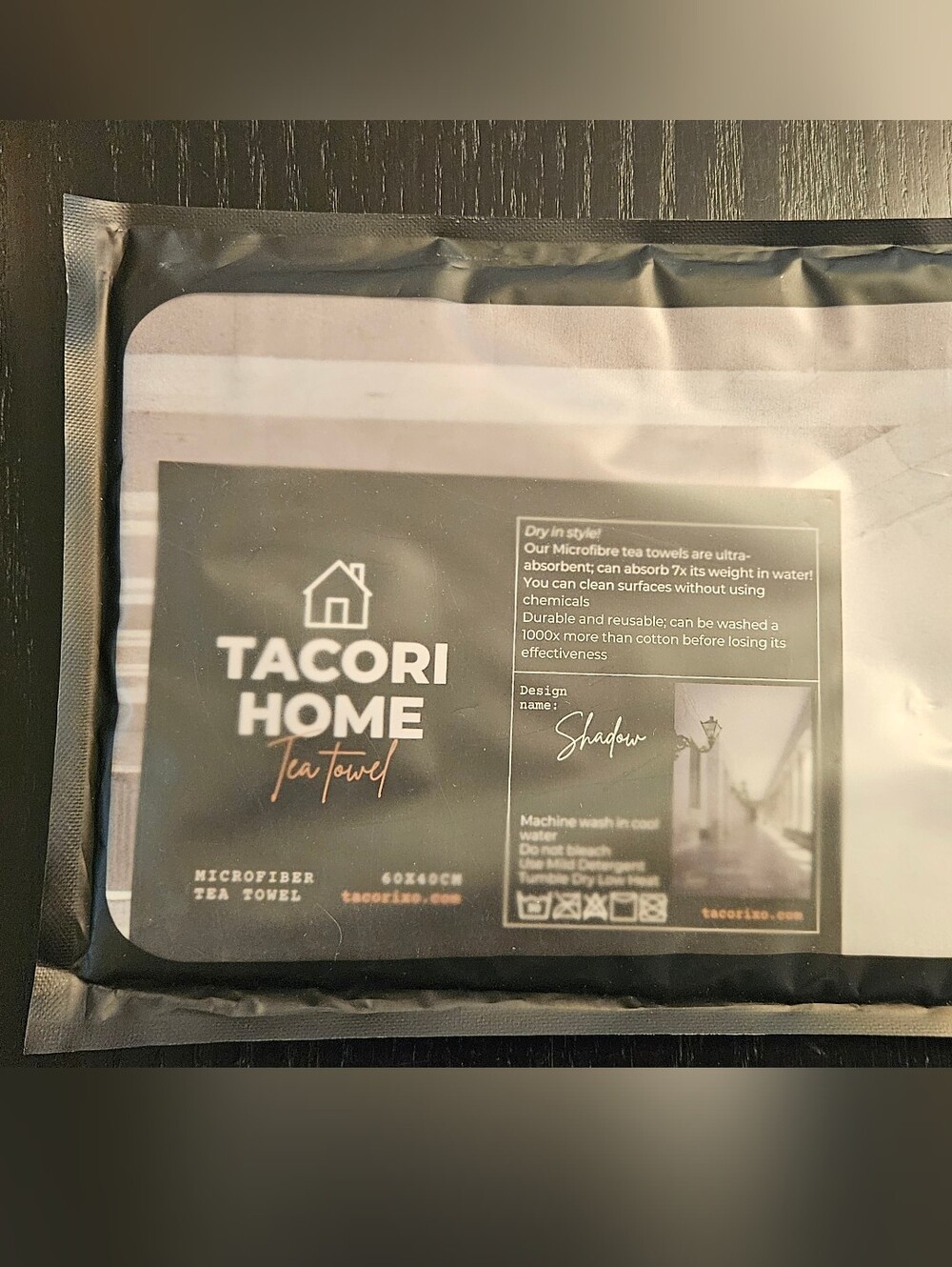 Tacori Home Black & White Microfibre Tea Towel